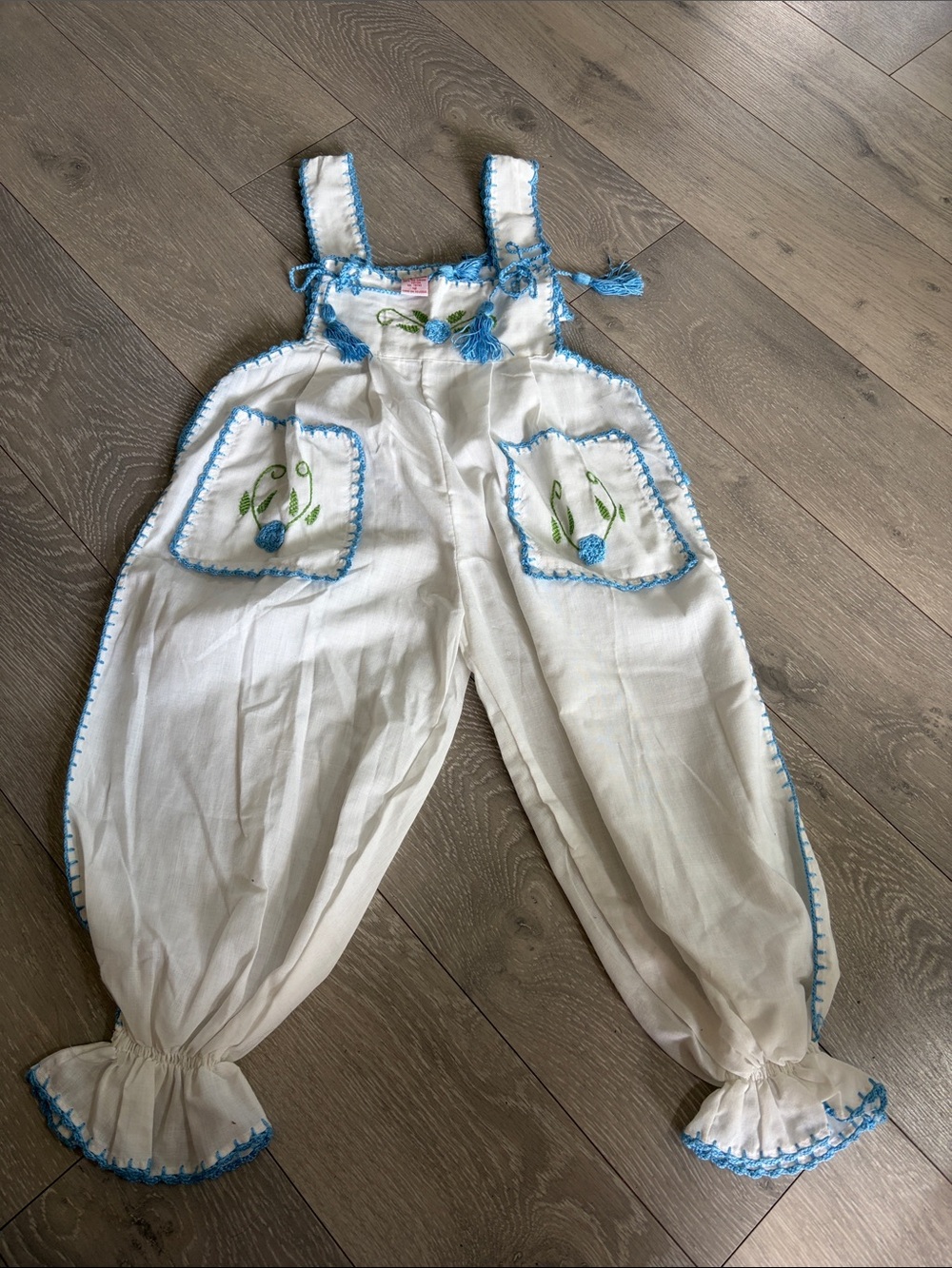 White & Blue Embroidered Kids One-Piece Bodysuit